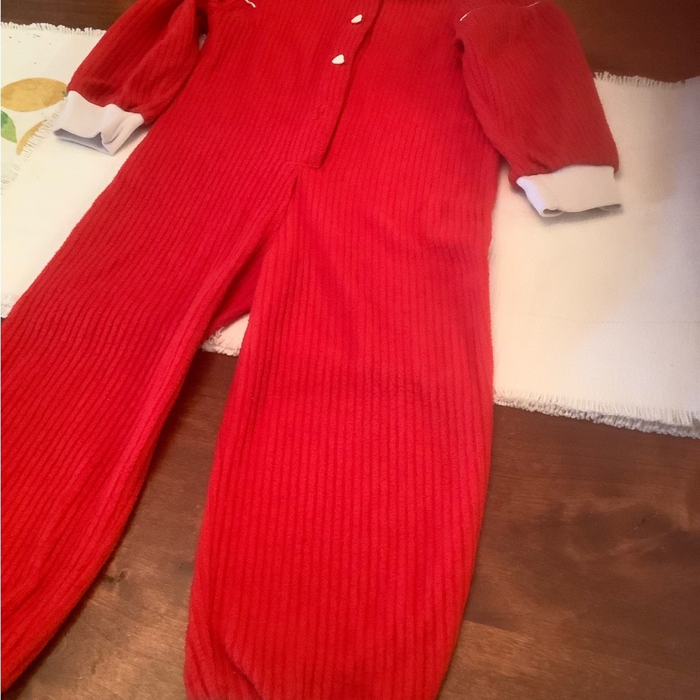 Vintage Cozy Red Kids One-Piece Footie